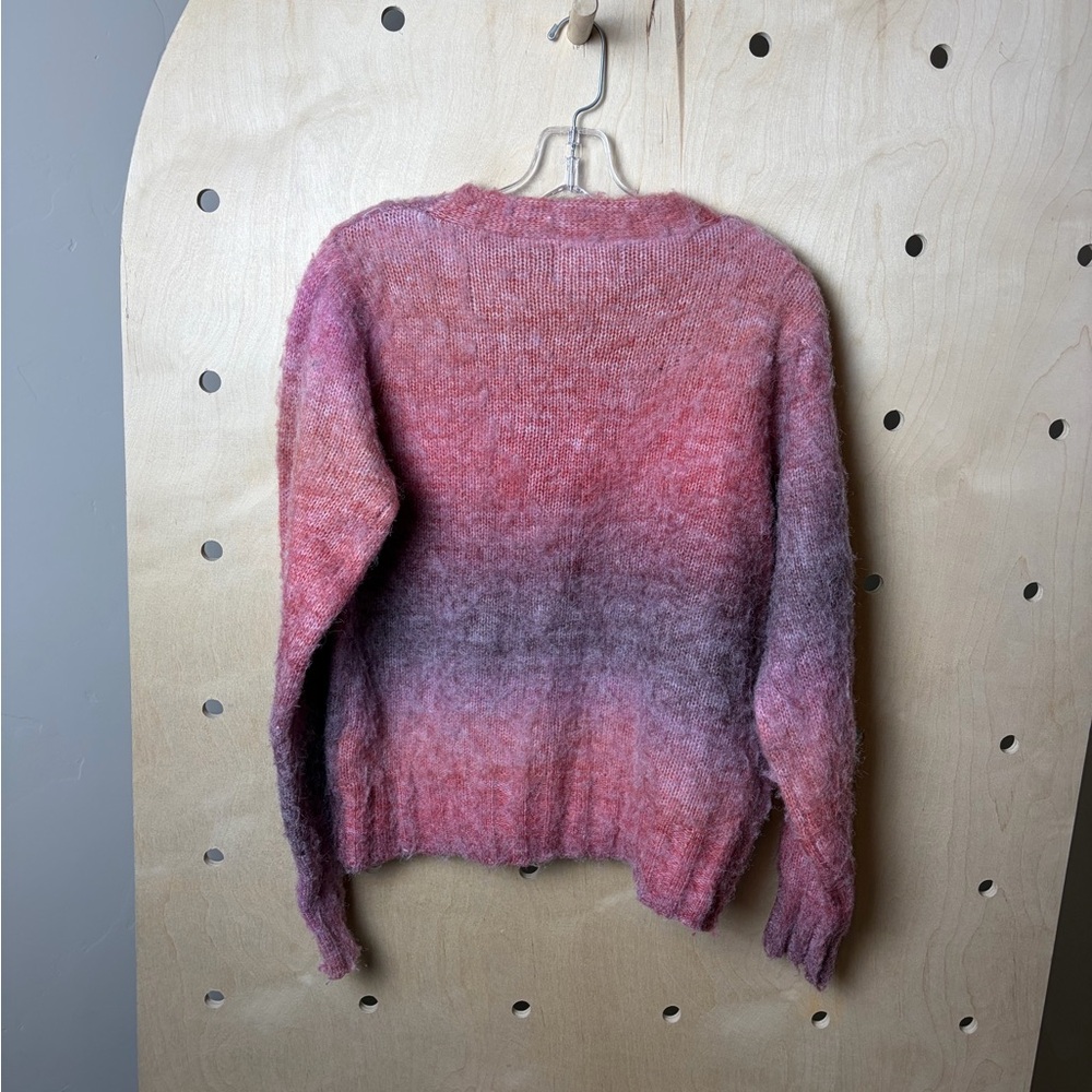 FRNCH Paris Women’s Pink/Purple Ombre Knit Buttoned Cardigan Size Medium - Picture 6 of 6